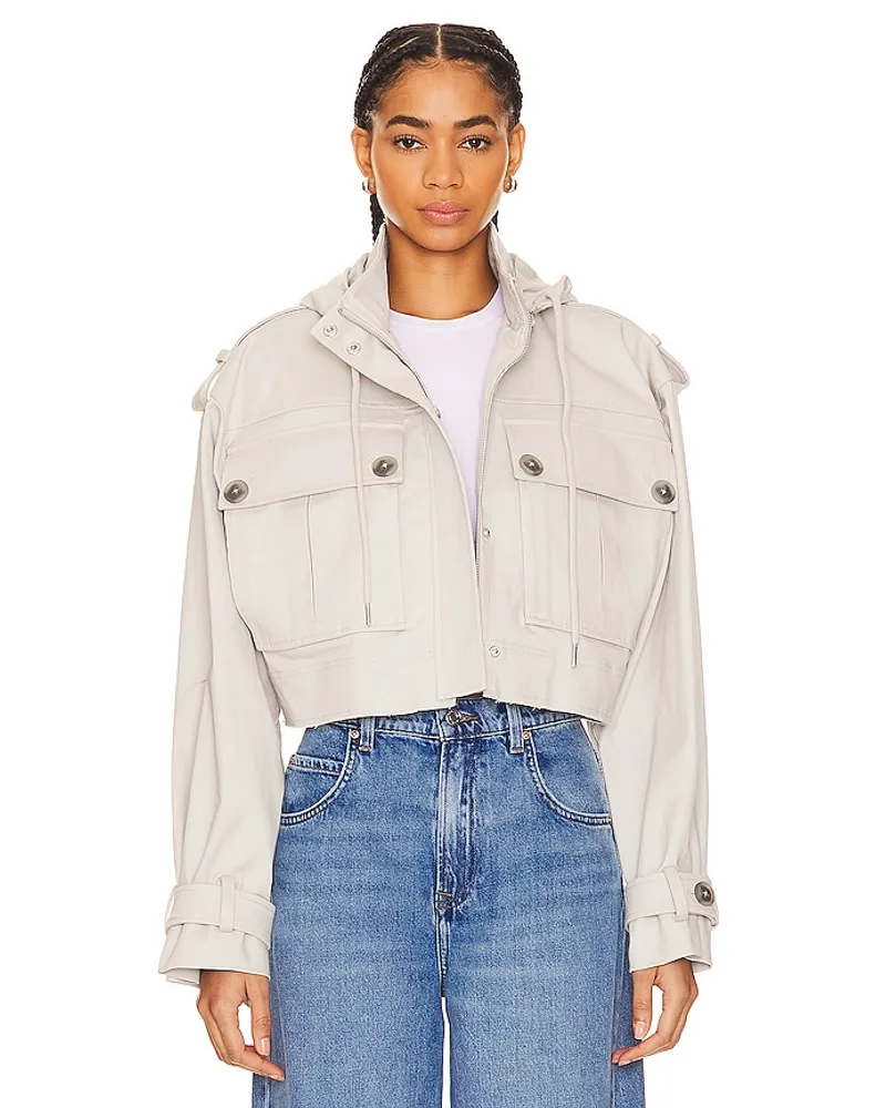 GRLFRND JACKE CROPPED UTILITY in Light Grey Light