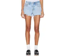 X Pam Anderson Mid Rise Relaxed Short in Denim-Light