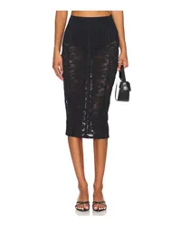 Fleur Du Mal PENCILSKIRT LE STRETCH LACE in Black Black