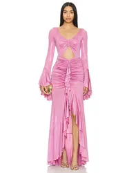 Pat Bo MAXIKLEID METALLIC JERSEY RUCHED in Pink Pink