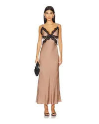 Bardot Delta Satin Midi Dress in Tan Tan