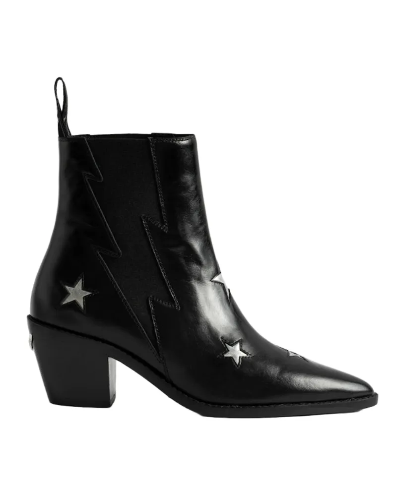 Zadig & Voltaire Stiefeletten Tyler Stars Vintage Patent Schwarz