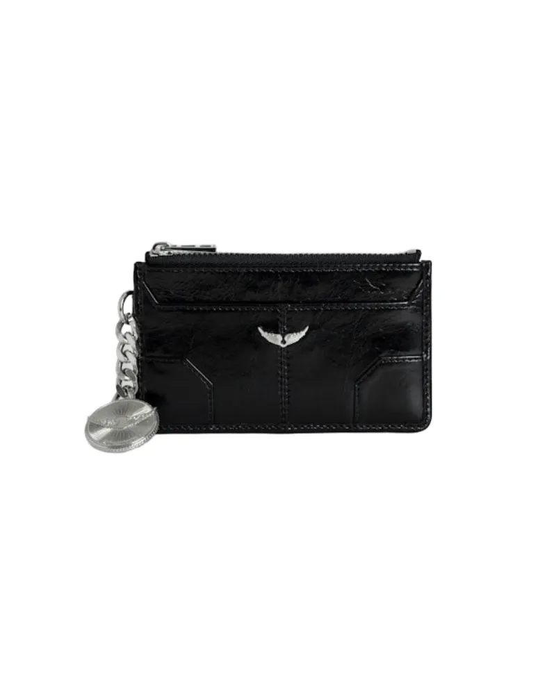 Zadig & Voltaire Sunny Card Kartenhalter Vintage Patent Schwarz