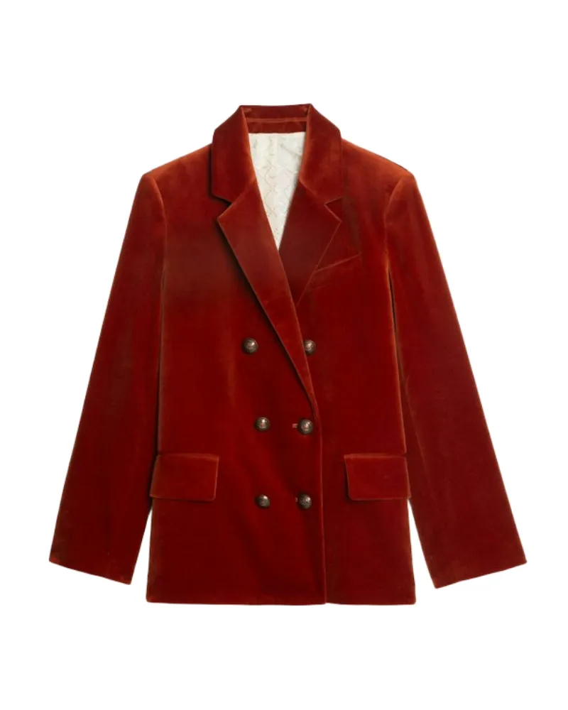 Zadig & Voltaire Blazer Vaska Samt Rot