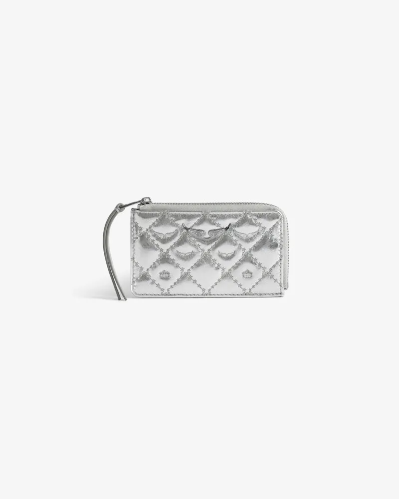 Zadig & Voltaire Kartenetui Zv Card Monogram Metal Silver