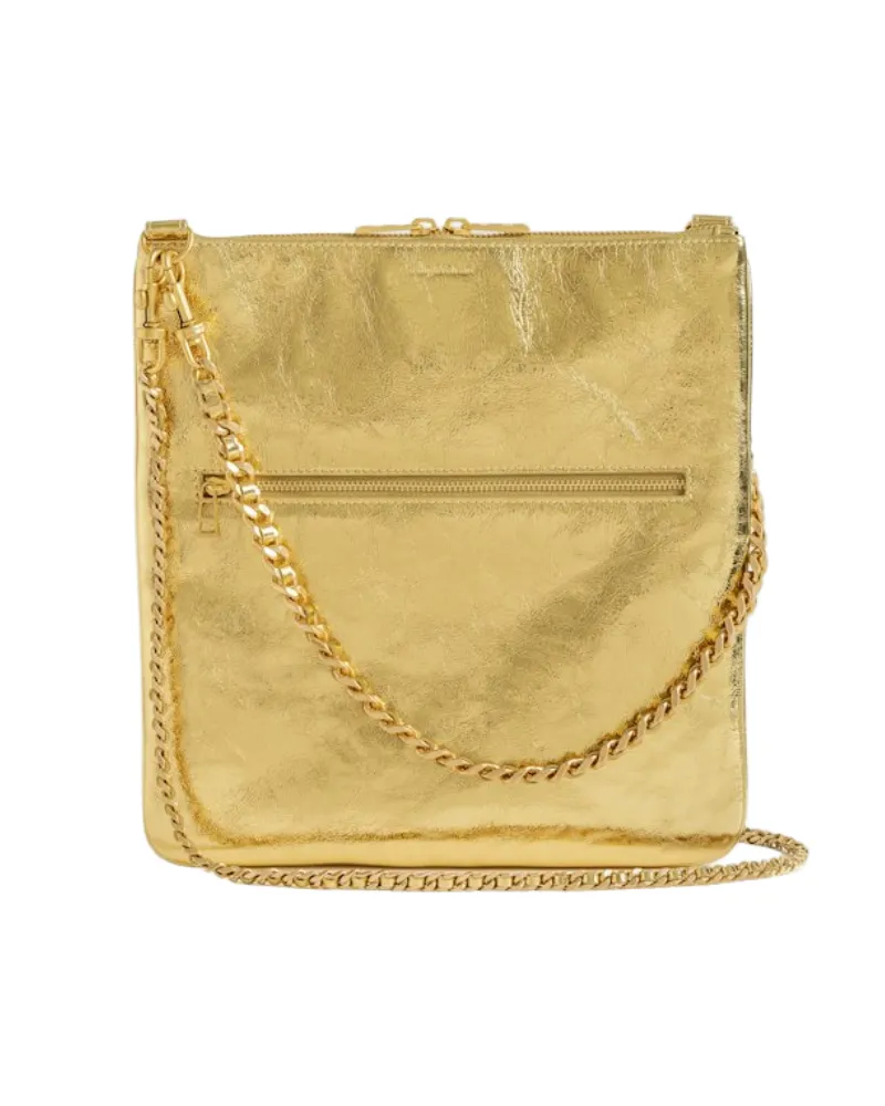 Zadig & Voltaire Rock 26 Metallic Clutch Gold