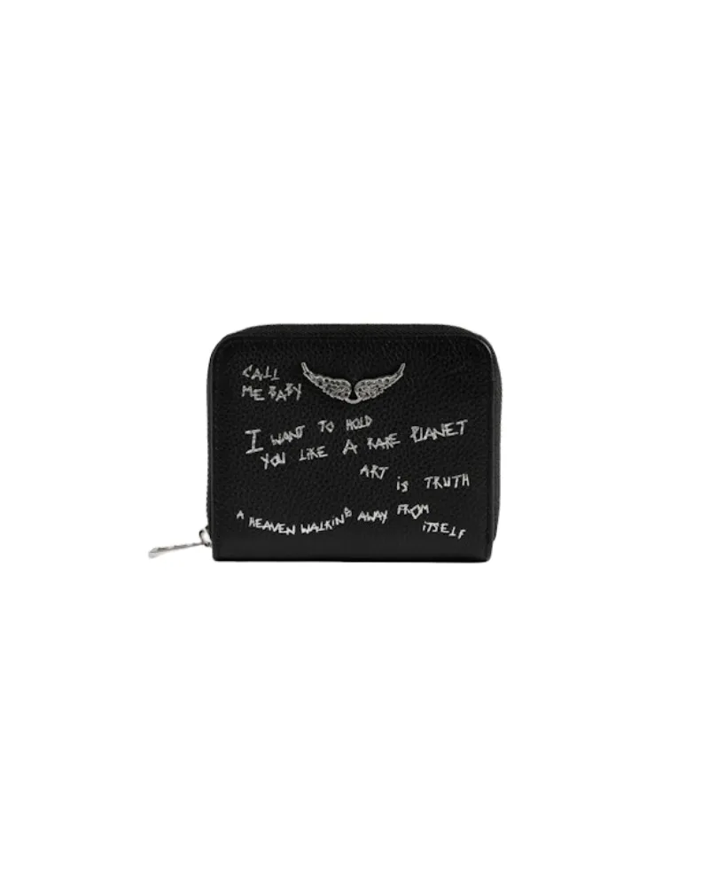 Zadig & Voltaire Mini ZV Graffiti Geldbörse Schwarz