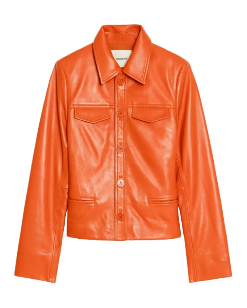 Zadig & Voltaire Jacke Liam Aus Leder Orange
