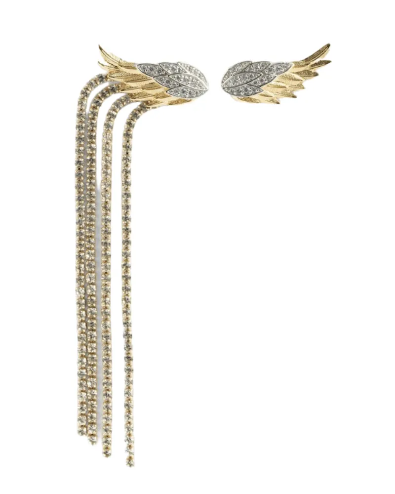 Zadig & Voltaire Ohrringe Rock Feather Strass Gold