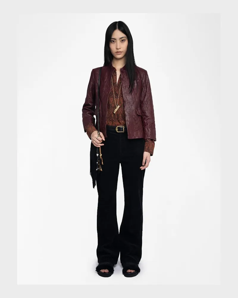 Zadig & Voltaire Blazer Veryn Crinkle-leder Burgundy