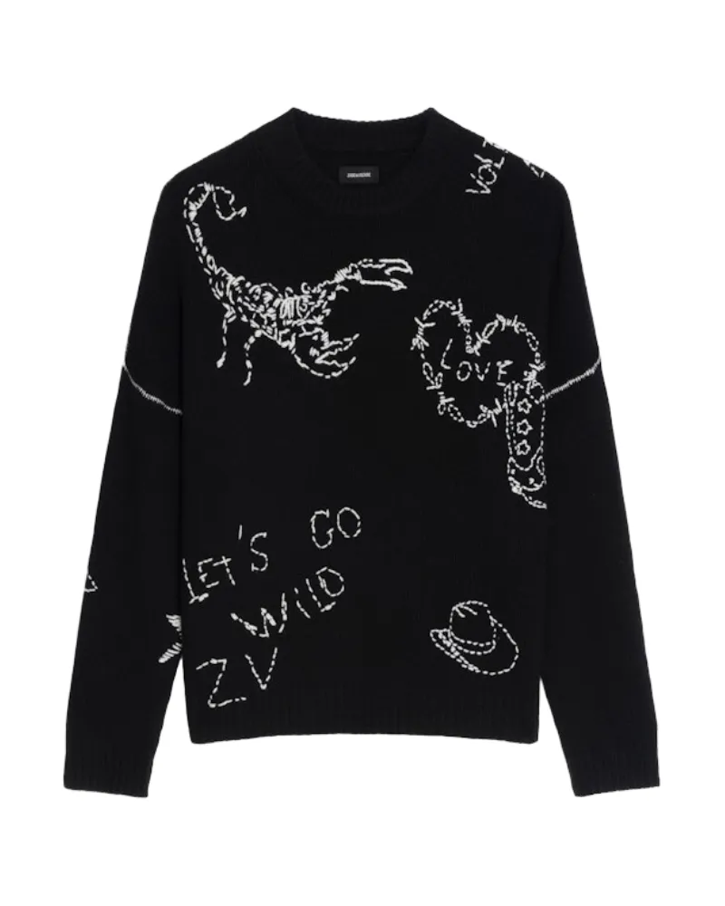 Zadig & Voltaire Pullover Bobo 100% Merinowolle Schwarz