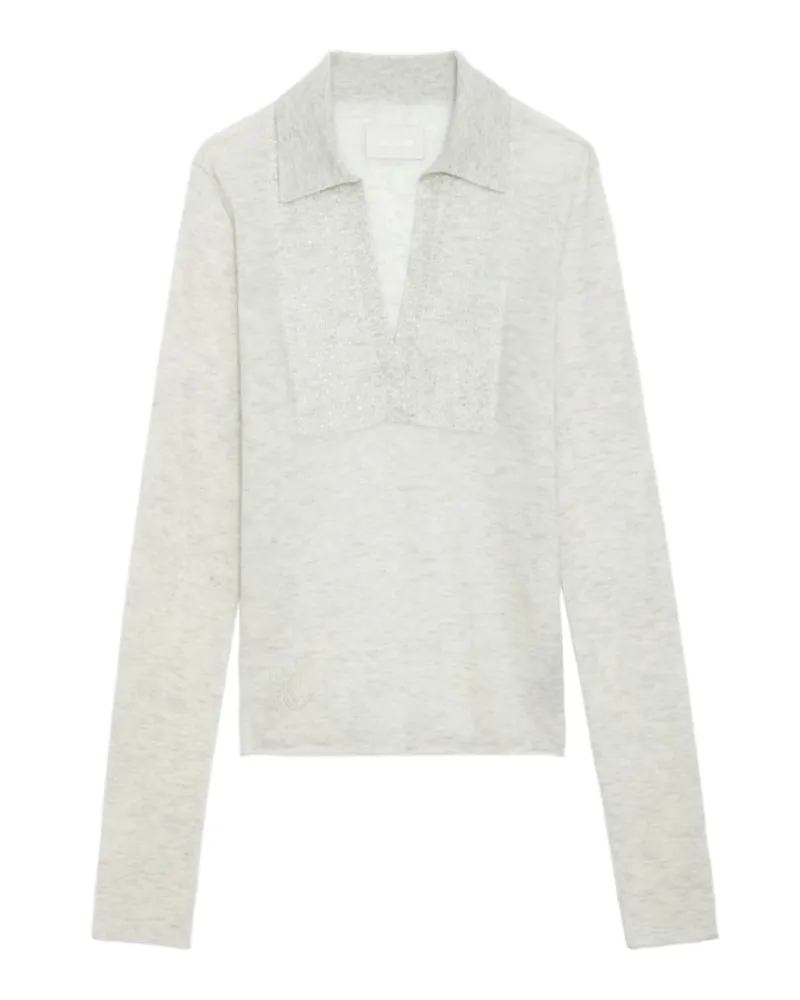 Zadig & Voltaire Pullover Sally Strass 100% Kaschmir Weiß