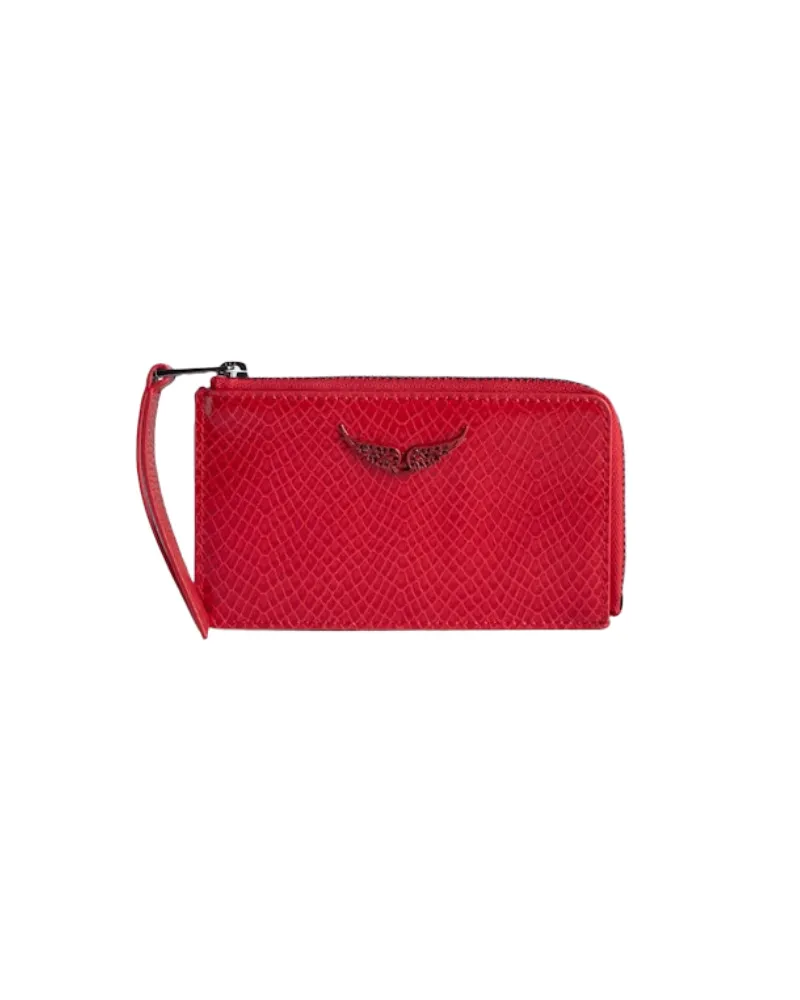 Zadig & Voltaire ZV Card Glossy Wild Geprägtes Kartenhalter Rot
