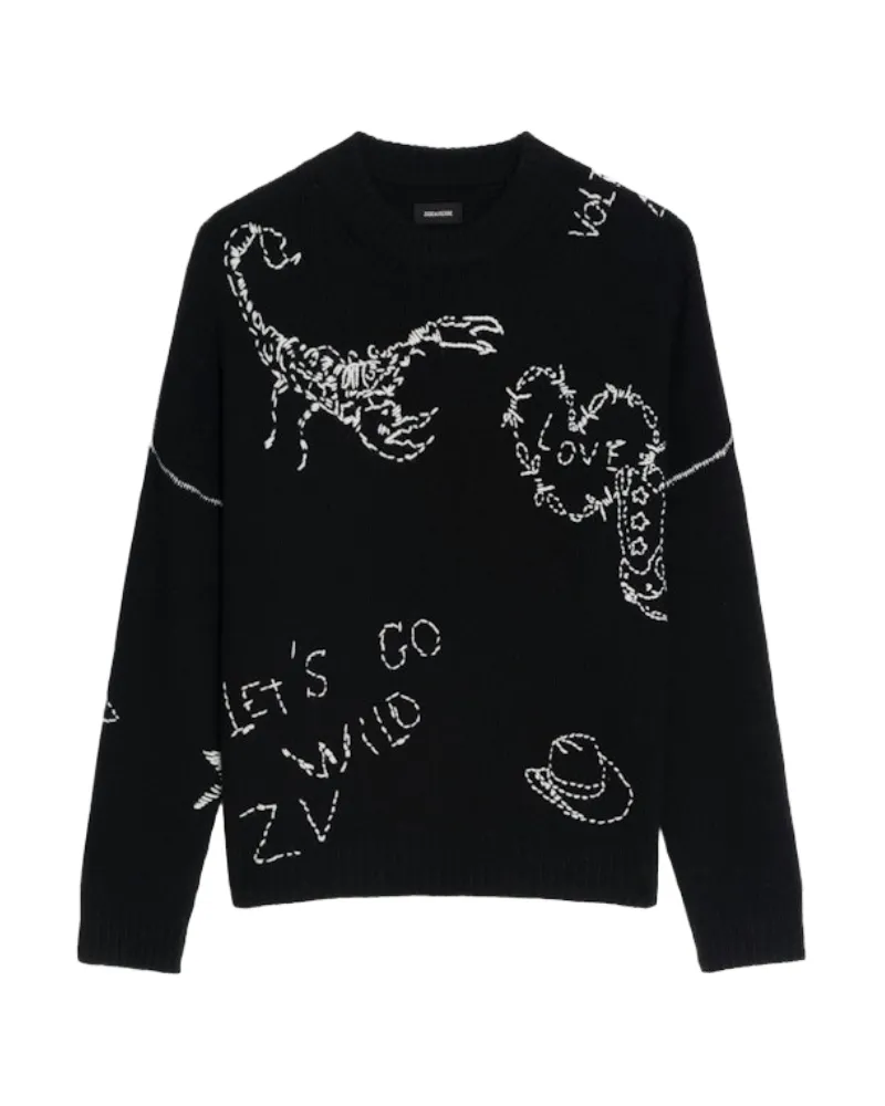 Zadig & Voltaire Pullover Bobo 100% Merinowolle Schwarz