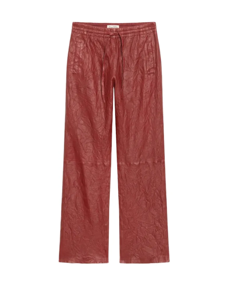 Zadig & Voltaire Pocha Hose Geknittertem Leder Rot