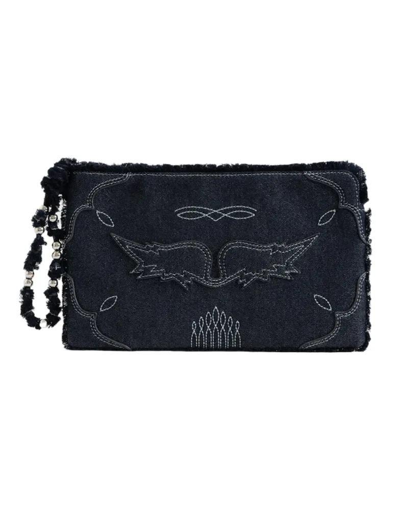 Zadig & Voltaire Angel Denim Western Clutch Blau
