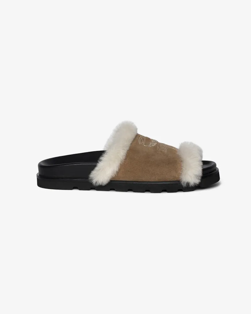 Zadig & Voltaire Mules Teddy Bare Shearling Cognac
