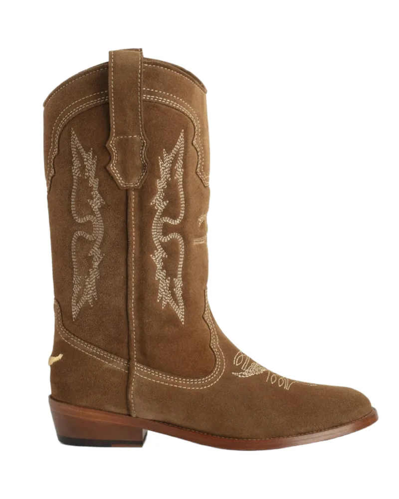 Zadig & Voltaire Tex Western Suede Stiefel Braun