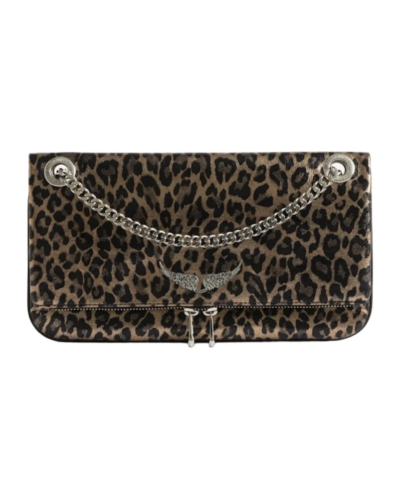Zadig & Voltaire Clutch Rock II Metal Leopard Grau