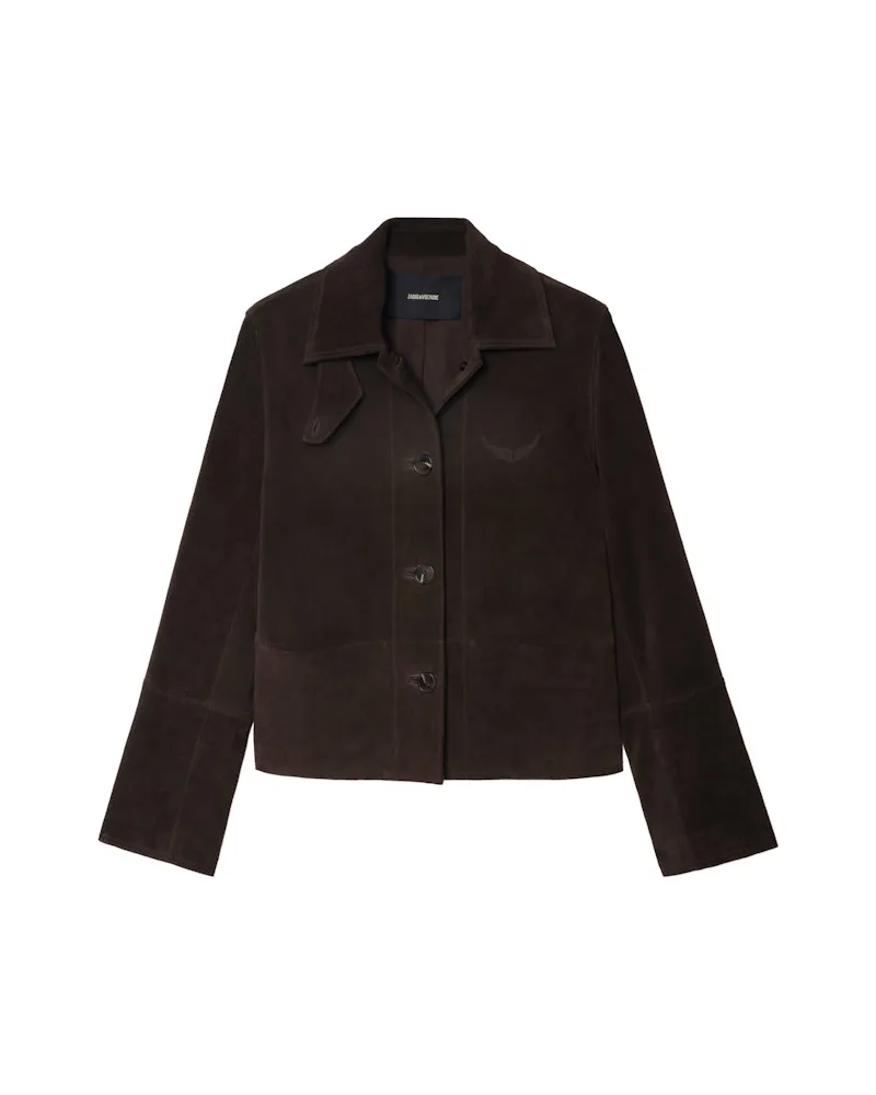 Zadig & Voltaire Lessa Wildleder-Lederjacke Braun