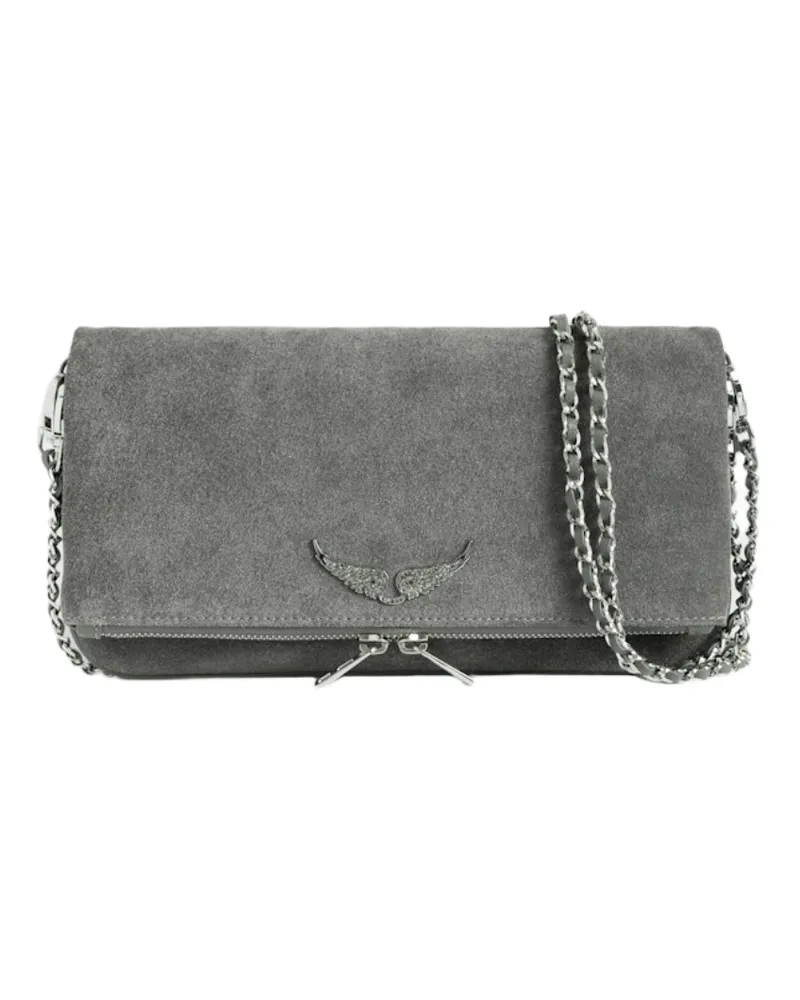 Zadig & Voltaire Rock Suede Clutch Grau