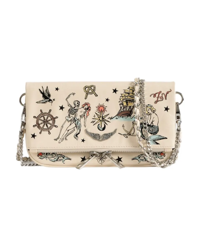 Zadig & Voltaire Clutch Rock Mini Tattoo Weiß