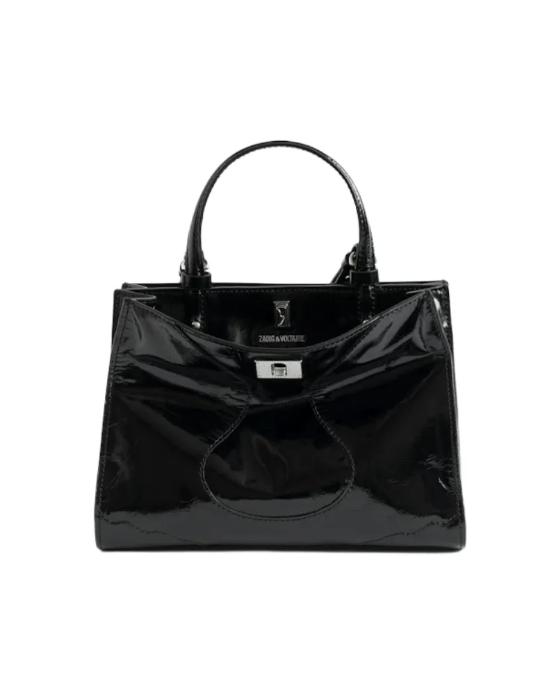 Zadig & Voltaire Jack Mini Vintage Patent Tasche Schwarz