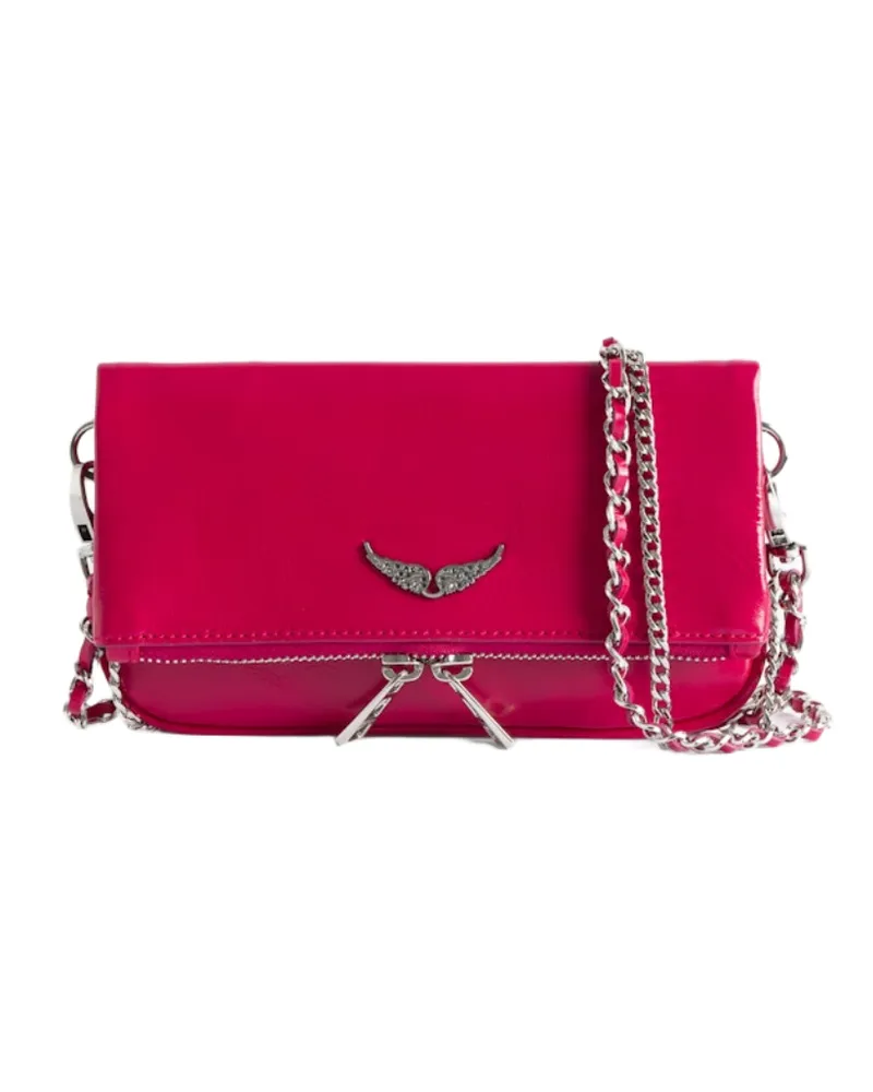 Zadig & Voltaire Rock Mini Vintage Patent Clutch Rosa