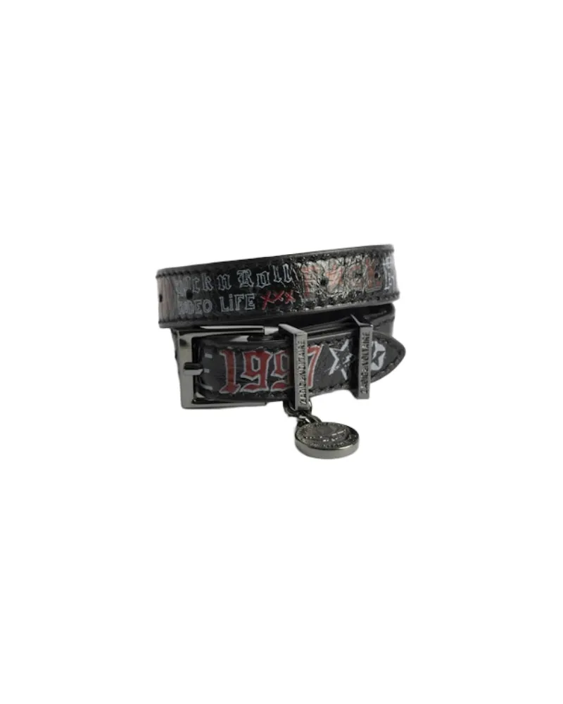Zadig & Voltaire Sunny Tag Leder Doppelarmband Schwarz