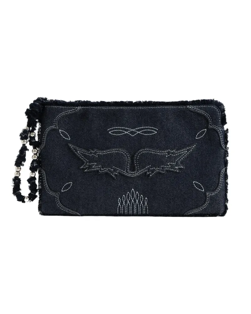 Zadig & Voltaire Angel Denim Western Clutch Blau