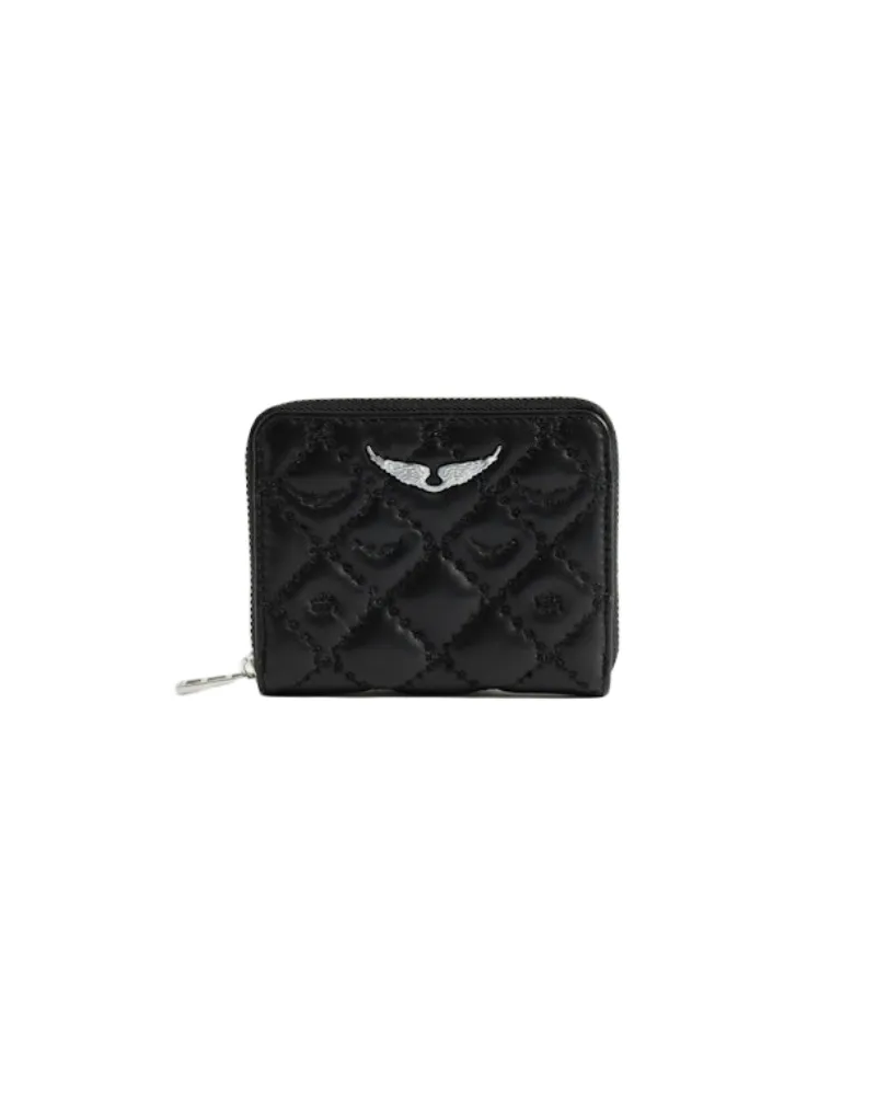 Zadig & Voltaire Geldbörse Mini ZV Gesteppt Monogramm Schwarz
