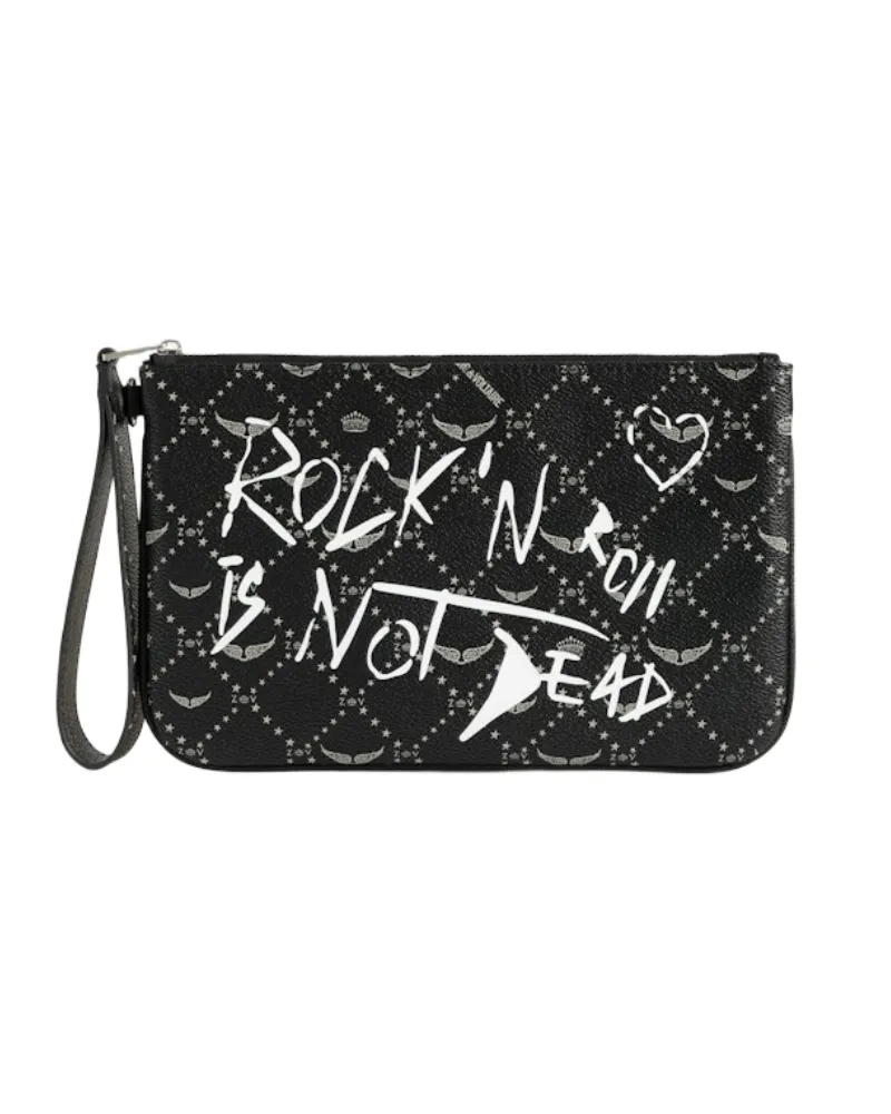 Zadig & Voltaire Z Pouch Monogram Arty Tag Clutch Schwarz