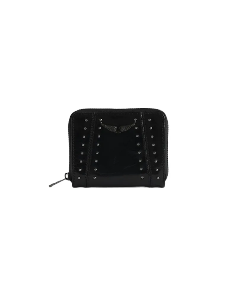 Zadig & Voltaire Geldbörse Mini ZV Vintage Patent Studs Schwarz