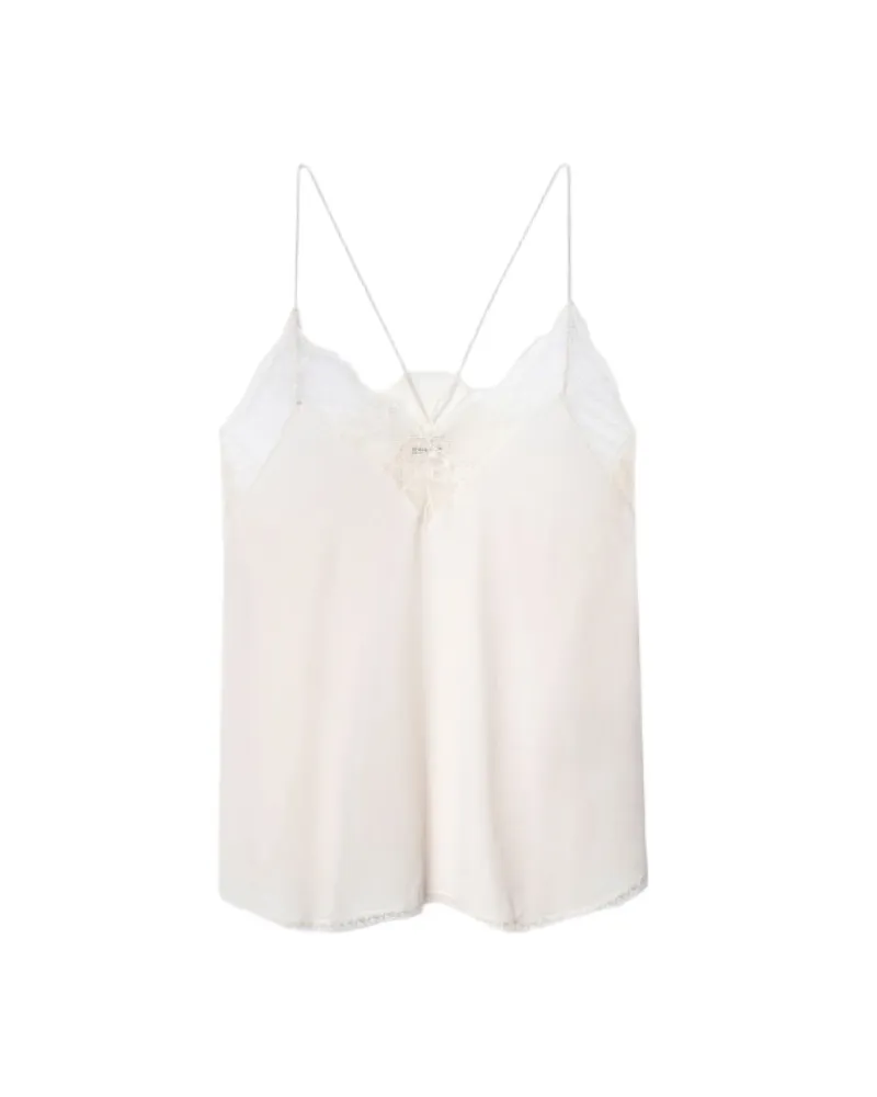 Zadig & Voltaire Christy Caraco 100% Seide Weiß