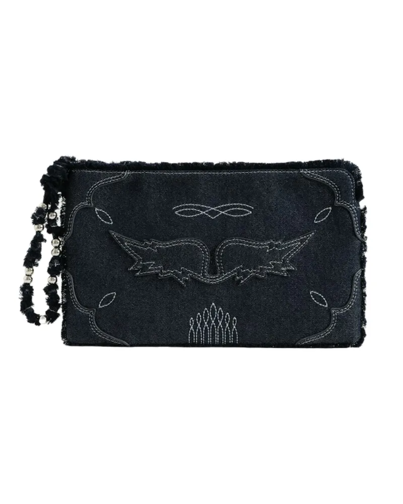 Zadig & Voltaire Angel Denim Western Clutch Blau