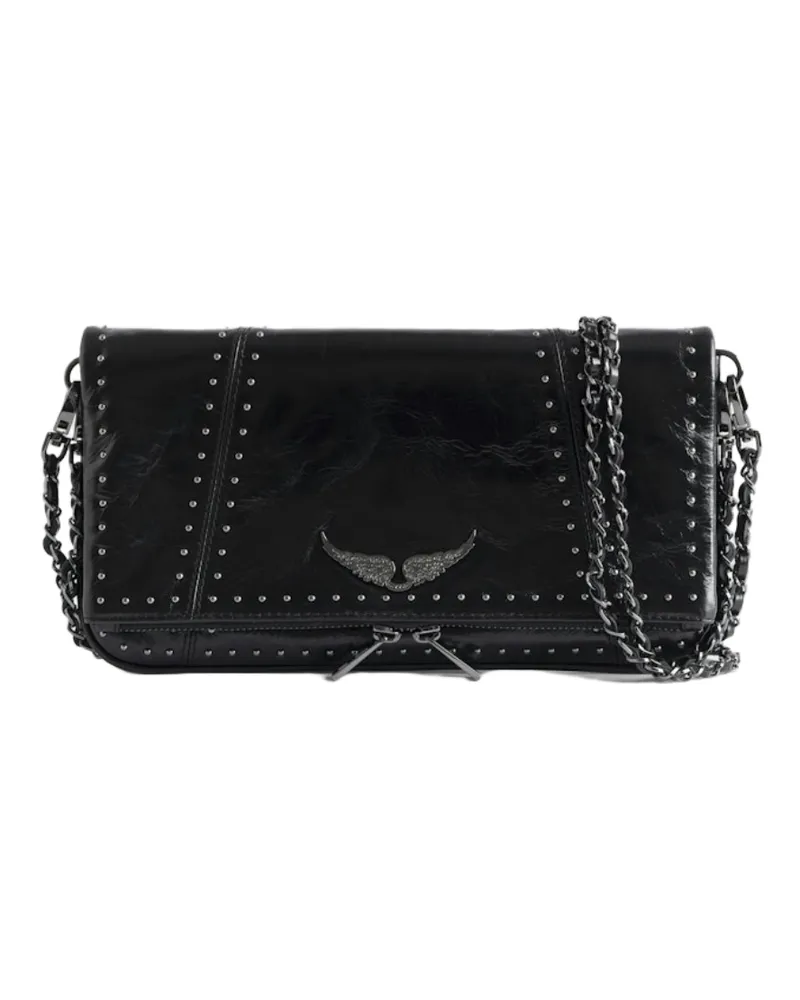 Zadig & Voltaire Clutch Rock Vintage Patent Studs Schwarz