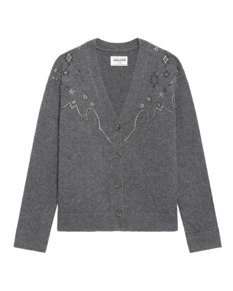 Zadig & Voltaire Mirkaz Cardigan 100% Kaschmir Grau