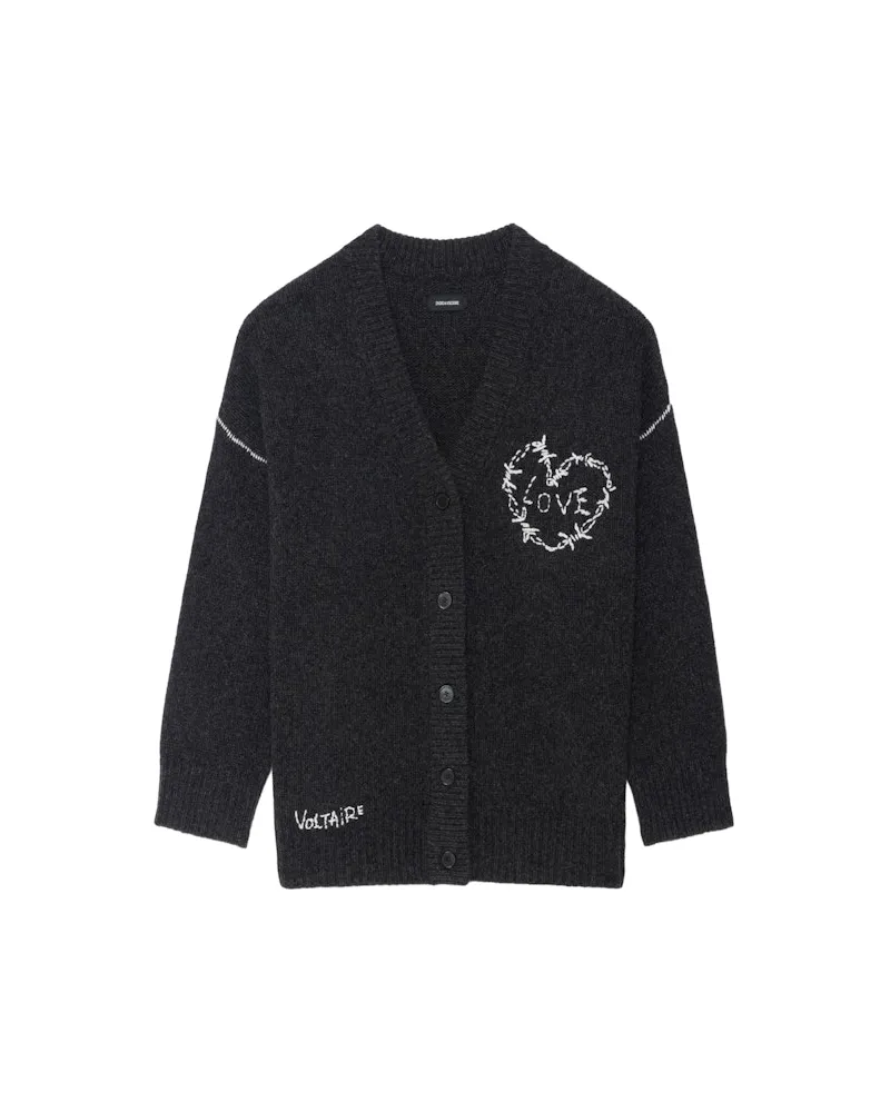Zadig & Voltaire Cardigan Arpa 100% Merinowolle Anthracite