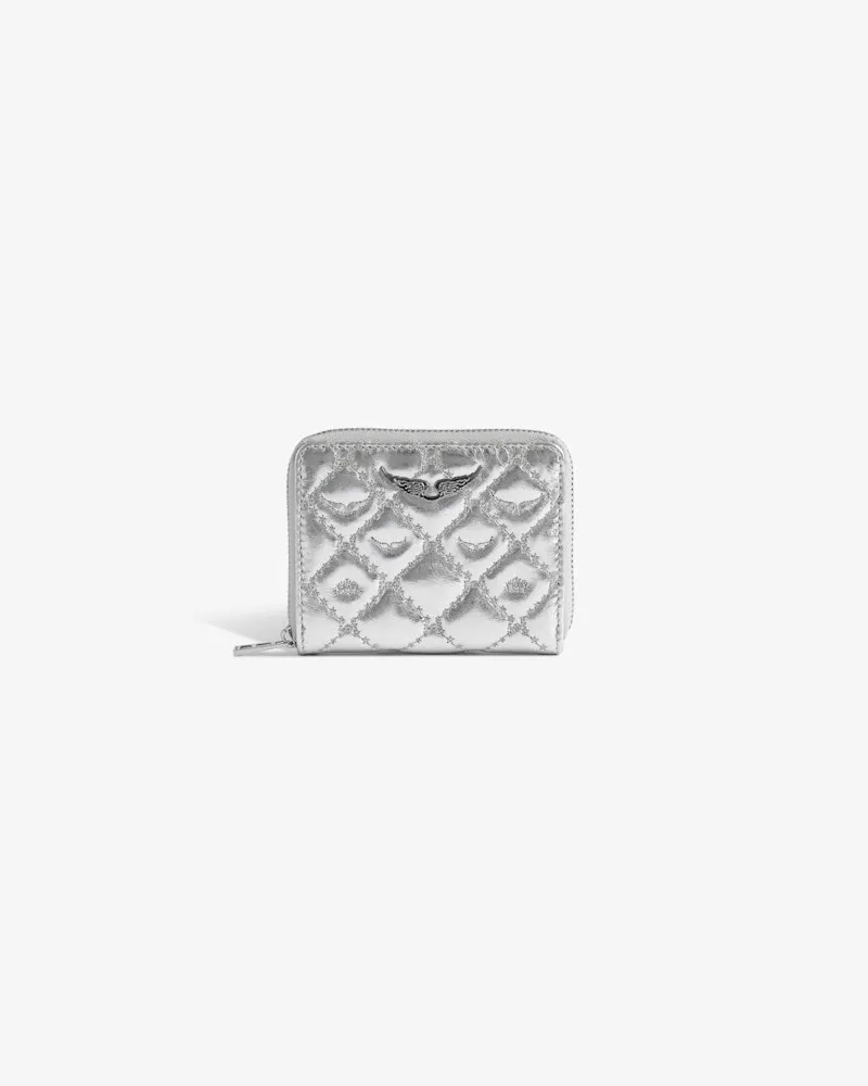 Zadig & Voltaire Mini Zv Monogram Metal Geldbörse Silver