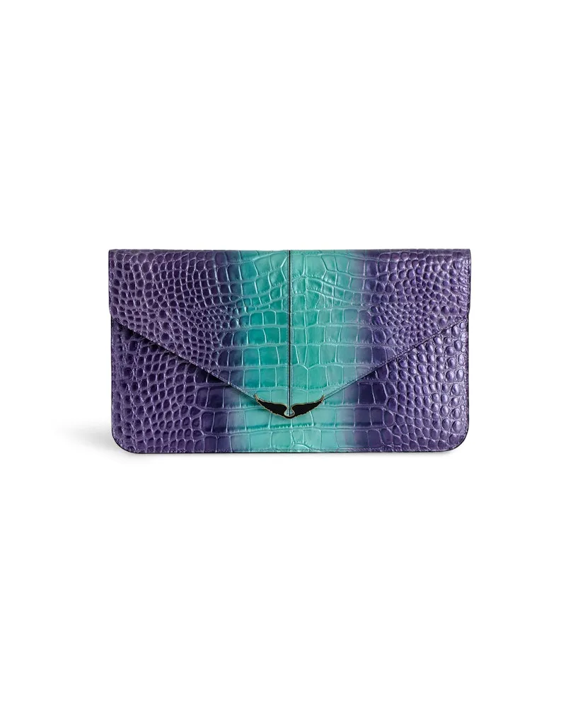 Zadig & Voltaire Clutch Borderline Geprägt Metallic Lila