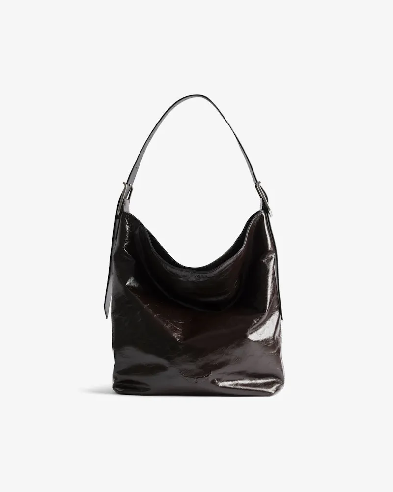 Zadig & Voltaire Jane Hobo Vintage Patent Tasche Brownie