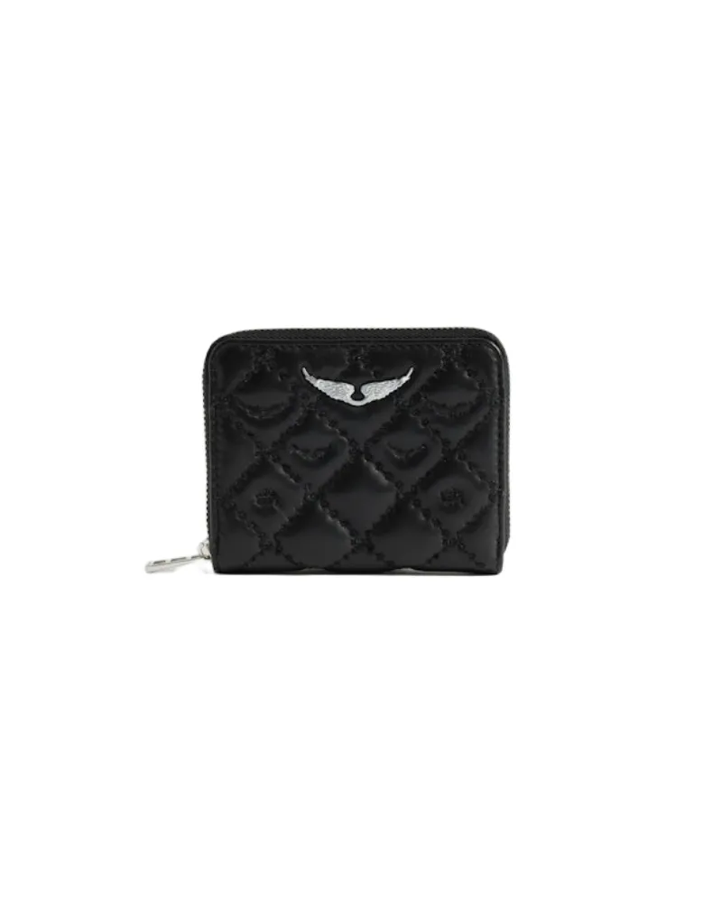Zadig & Voltaire Geldbörse Mini ZV Gesteppt Monogramm Schwarz