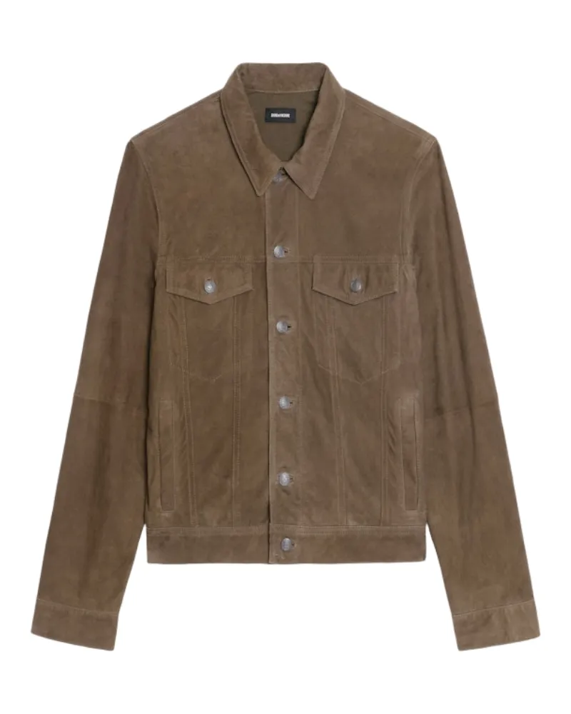 Zadig & Voltaire Jacke Bases Veloursleder Grün