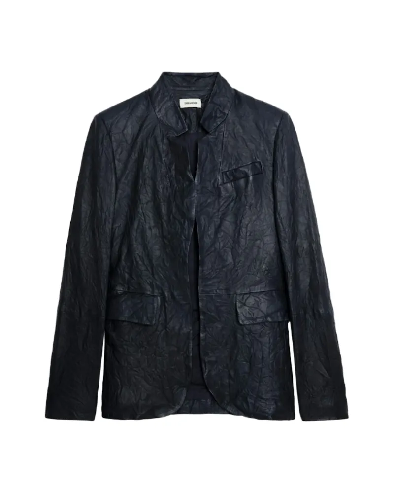 Zadig & Voltaire Blazer Very Leder Mit Knittereffekt Blau