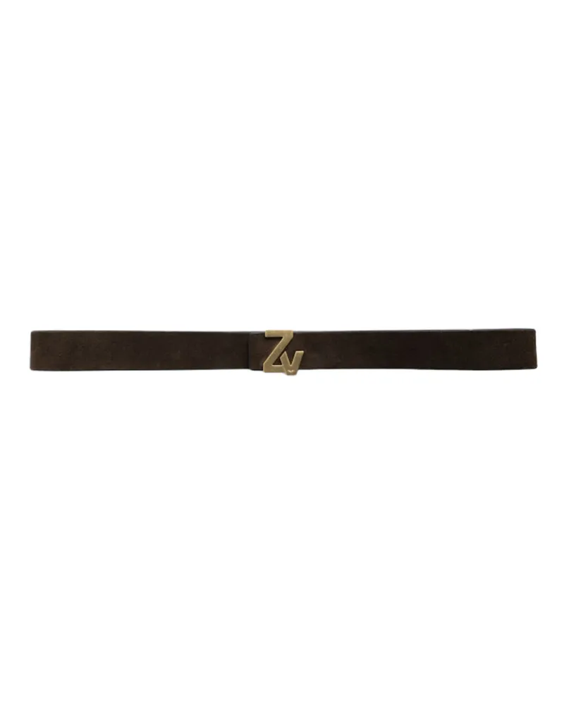 Zadig & Voltaire ZV Initiale La Belt 30mm Wildleder Gürtel Braun