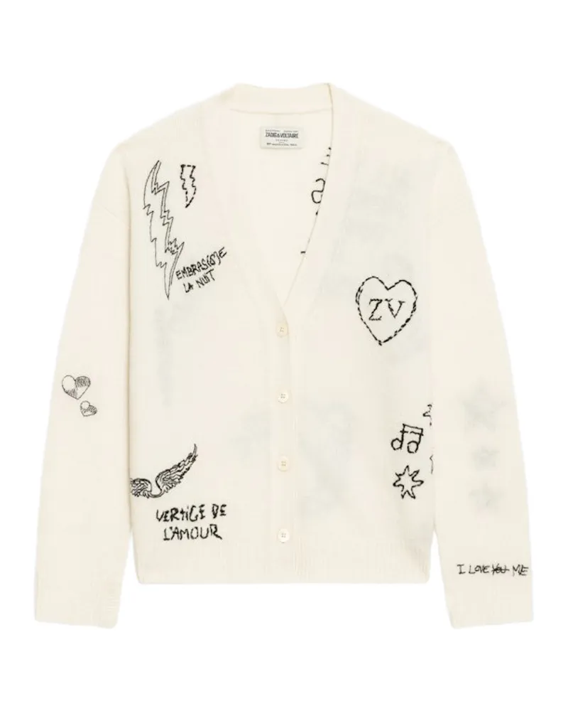 Zadig & Voltaire Mirkaz Cardigan 100% Kaschmir Weiß