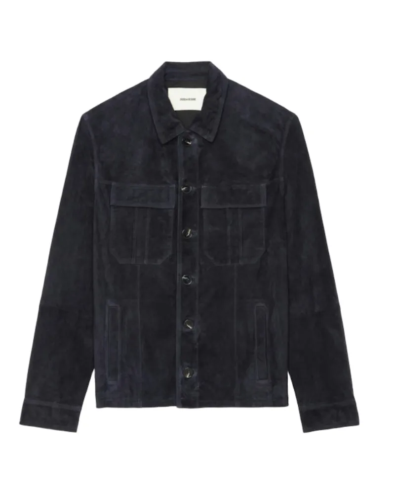 Zadig & Voltaire Kuba Leder-Suede Jacke Blau