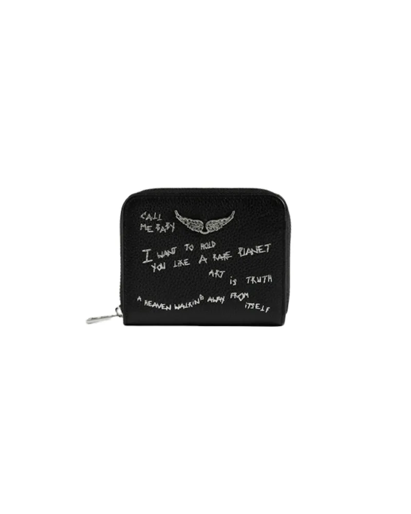 Zadig & Voltaire Mini ZV Graffiti Geldbörse Schwarz