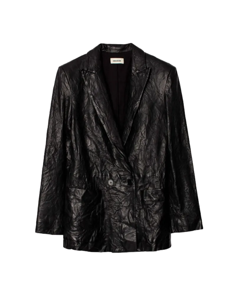 Zadig & Voltaire Jacke Visko Knitterlederjacke Schwarz