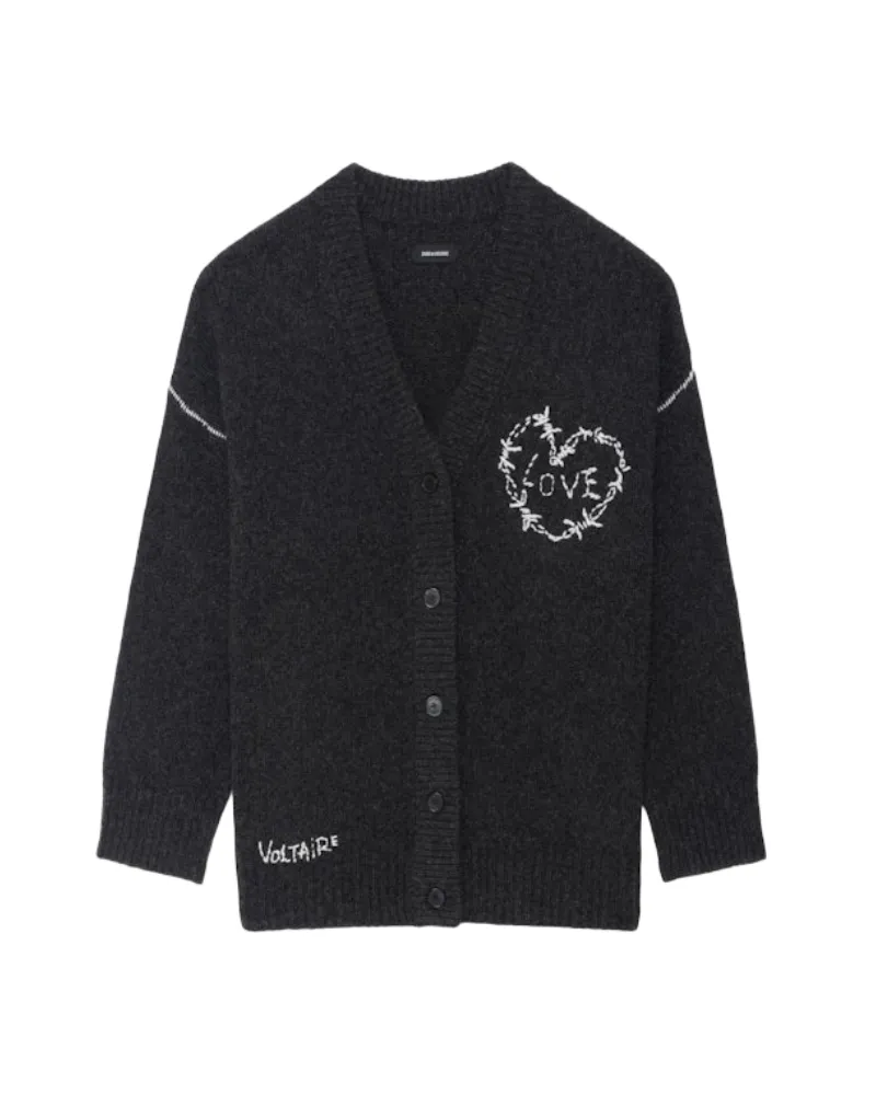 Zadig & Voltaire Cardigan Arpa 100% Merinowolle Grau